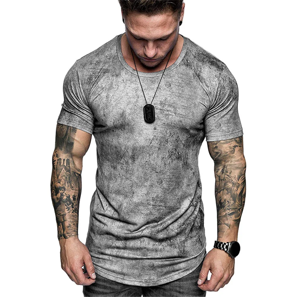 

2021 new monochrome fashion men's t-shirt men's casual top 3d t-shirt summer O-neck shirt large size street style sleeve style c