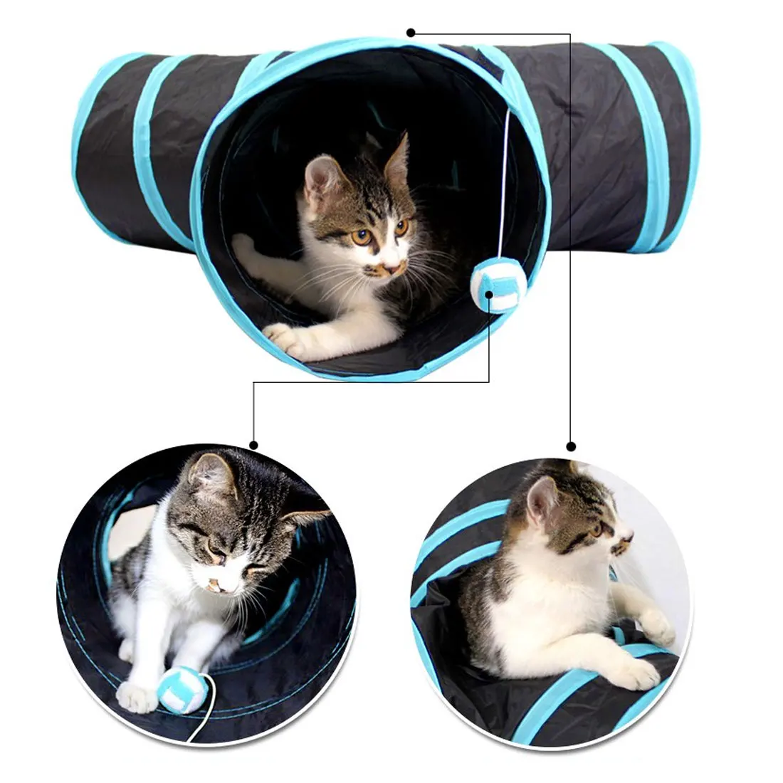 

3 Holes Foldable Pet Cat Tunnel Indoor Outdoor Pet Cat Training Toy for Cat Rabbit Kitty Puppy Dog Play Tunnel Tube Cute Fun Toy