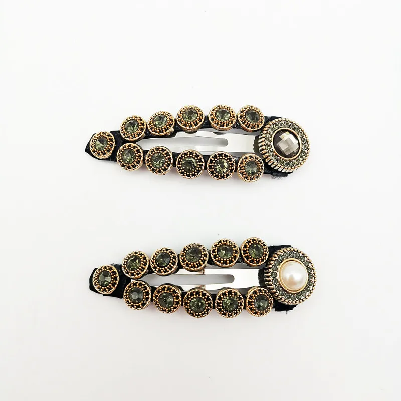

Full Rhinestone Pearl Hair Clip Retro Hair Accessories women Water Drop Shiny Rhinestone BB Clips Boutique Hairpin Headwear New