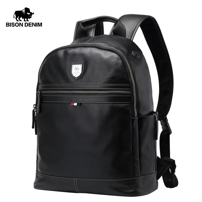 BISON DENIM Модный деловой рюкзак 15 6 &quot для ноутбука из натуральной кожи рюкзаки с USB