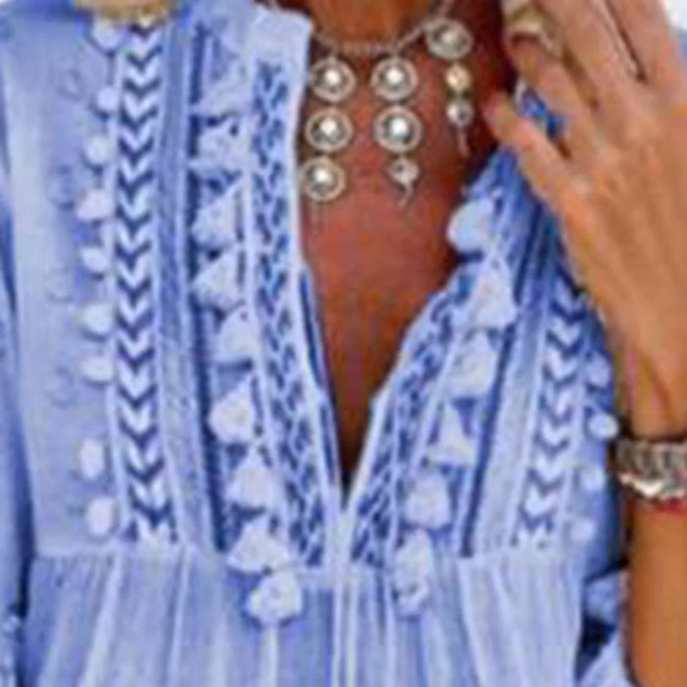 Женское мини-платье с кисточками летнее и осеннее сексуальное платье v-образным