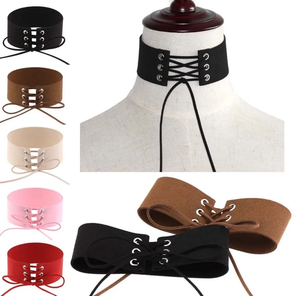 

Lace up Choker Black Velvet Choker Necklace Women Gothic Chokers Neck Boho Jewelry Harajuku Big Chunky Necklace Collier