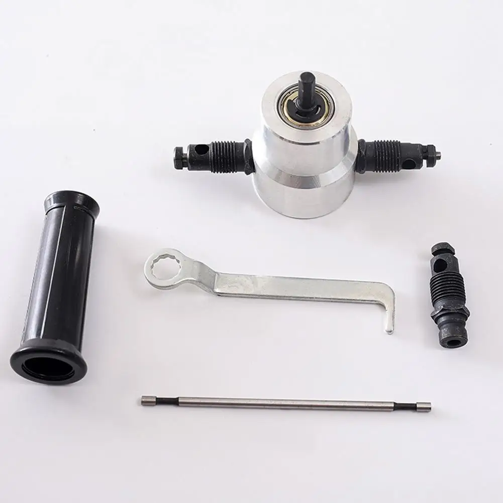 

Двухголовочный Ниблер для листового металла, пила, резак, машина для резки металла R 360 градусов, регулируемое крепление сверла, металлическ...