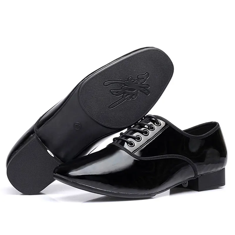Hipposeus New style Brand New Modern Men's Boy's Ballroom Tango Latin Dance Shoes Man Leather surface Lacquer surface Hole