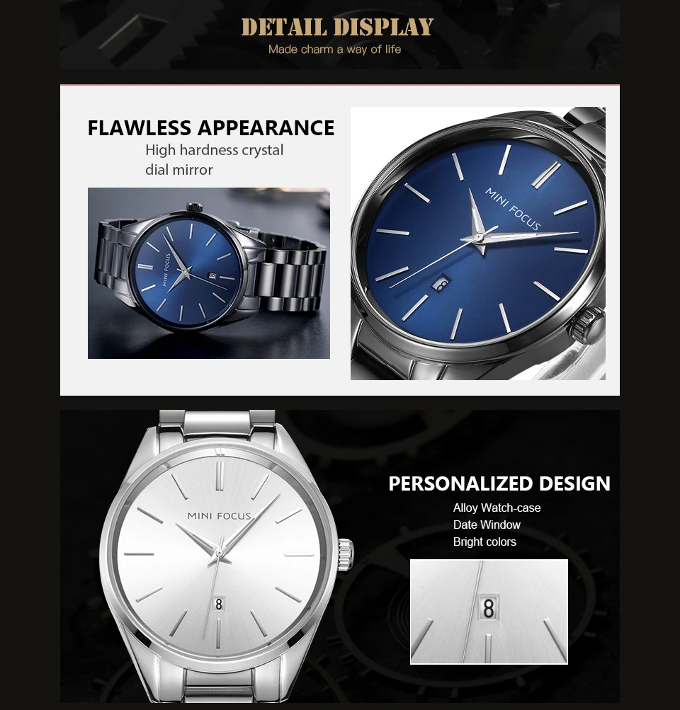 Новинка 2019 модные мужские часы MINI FOCUS Роскошные Кварцевые ведущей марки