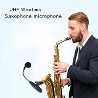 saxophone uhf wireless microphone condenser clip mic gooseneck voice recording live show for trumpet horns tuba instrument