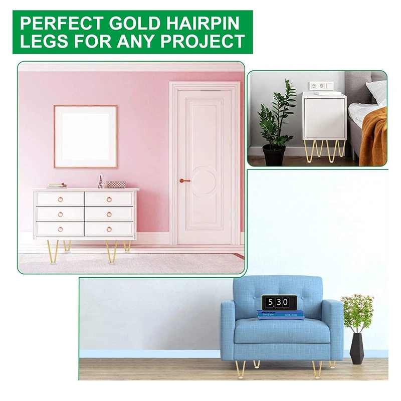 

4Pack 7Inch Furniture Legs Heavy Duty Hairpin Cabinet Legs with Floor Protector 2-Rod Hairpin Legs for Desk Home