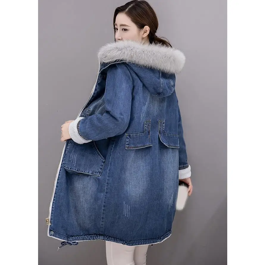 Большие размеры женские джинсовые куртки верхняя одежда Свободные теплые