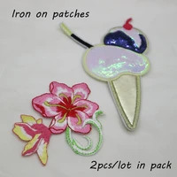 2pclot fashion flower sequins embroidery patches for clothes diy colorful iron on cute parches applique for clothing