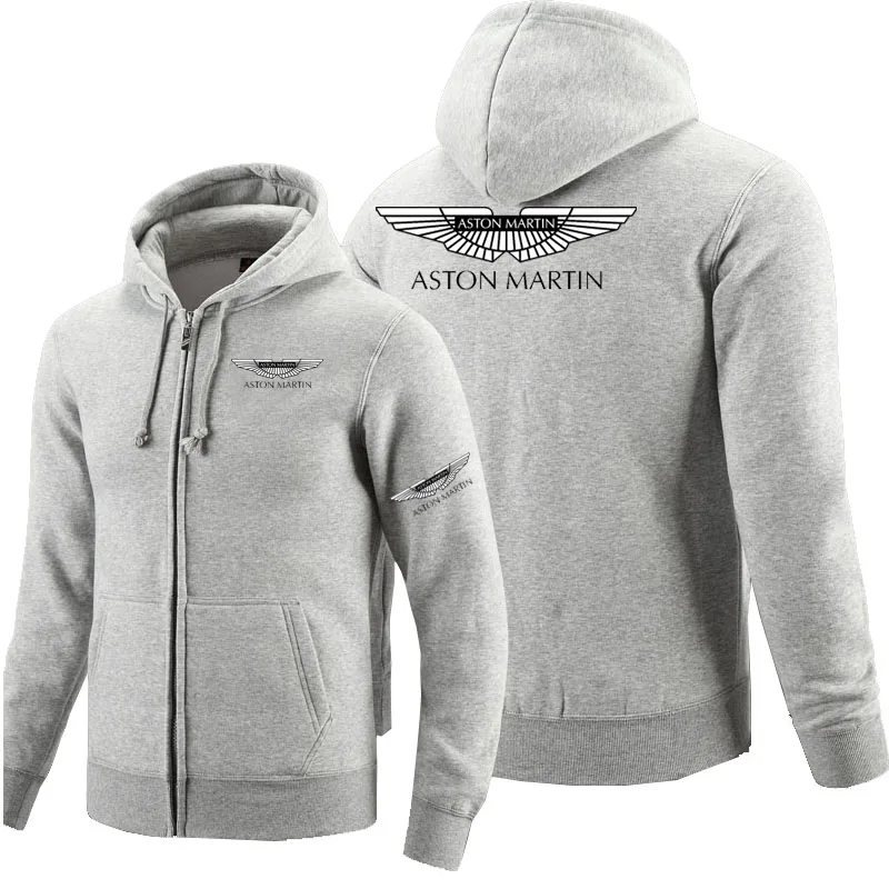 

2021 New Spring Autumn Fashion Zipper Hoodies Aston Martin Logo Printed Hoodie Fleece Long Sleeve Man's Zipper Jacket Sweatshirt