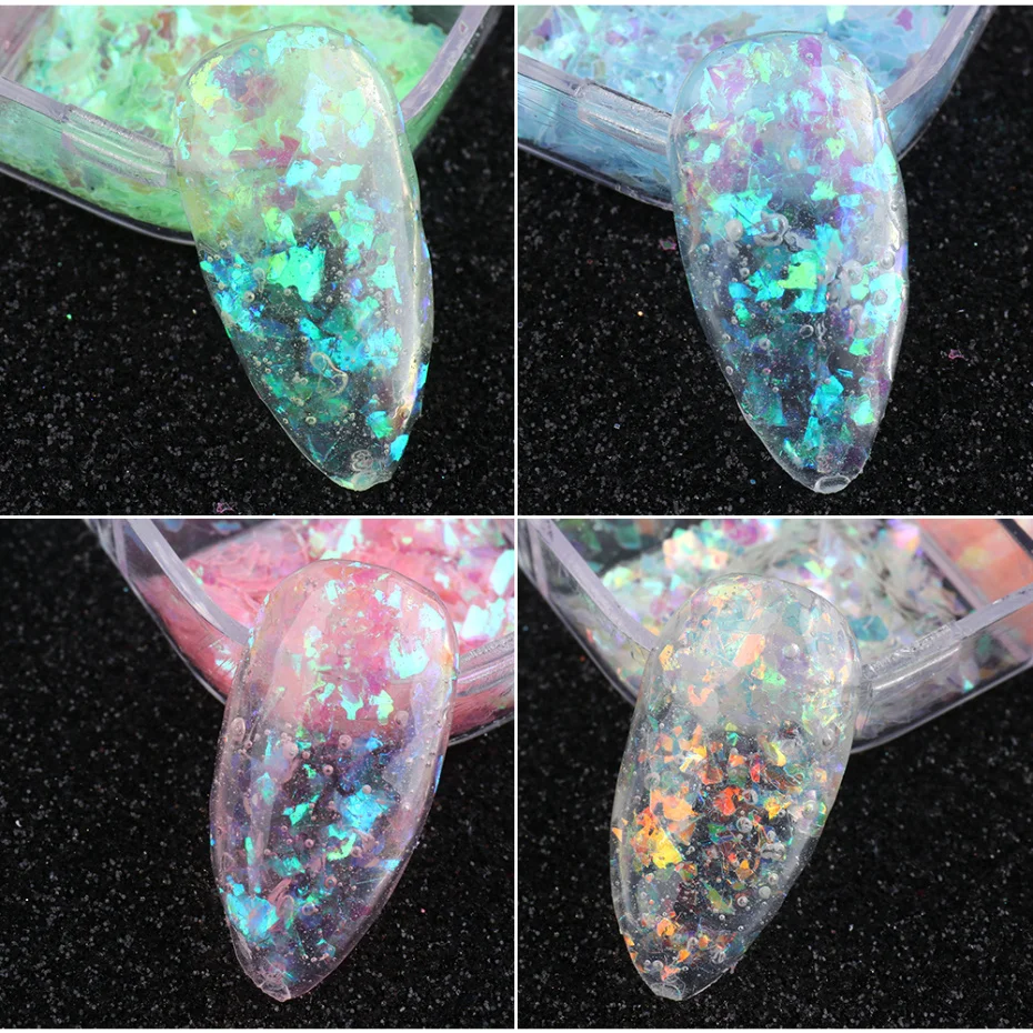 

12 Grids 3D Flakes Fluorescent Nail Sequins Sparkly Paillette Nail Chunky Glitter Decorations Chameleon Nail Accessory LASP