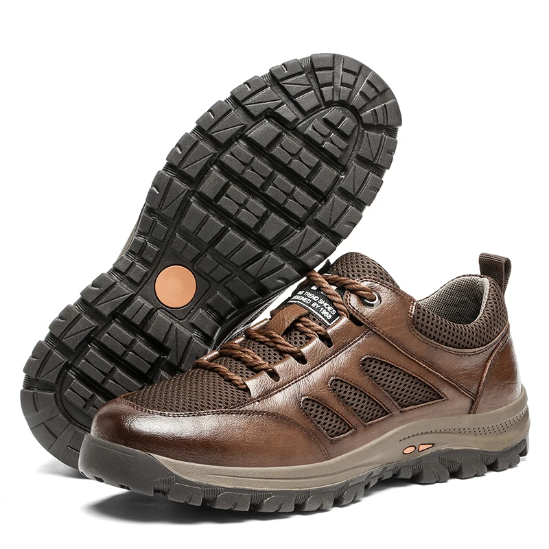 

2021 Summer New Style Loafers Outdoor Hiking Shoes Large Size 38-47 Breathable Leather Dad Shoes Casual Leather Shoes Men Shoes