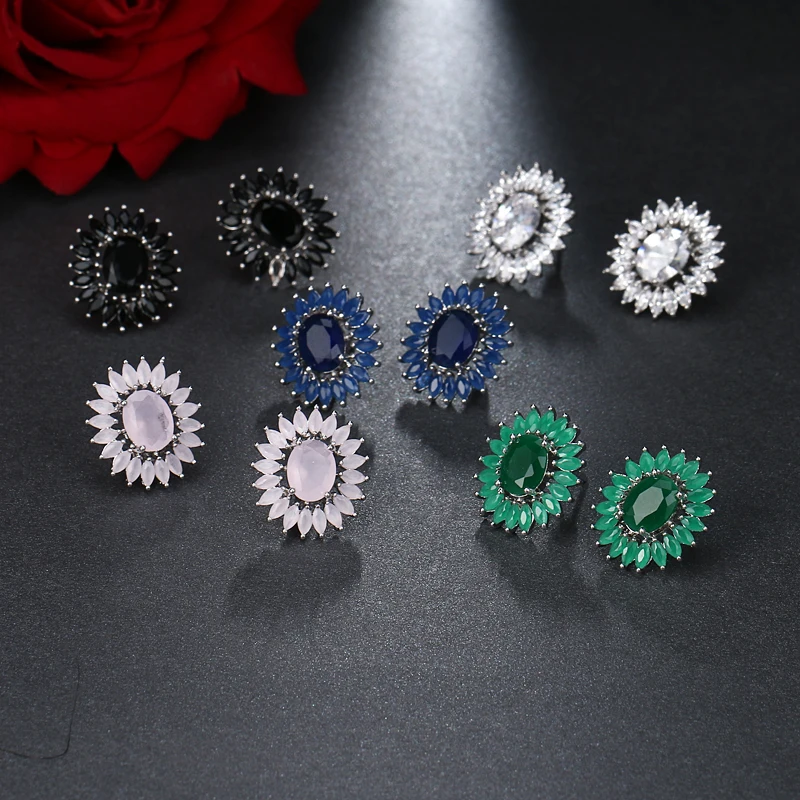 LXOEN модные круглые циркониевые женские серьги-гвоздики серебряного цвета для