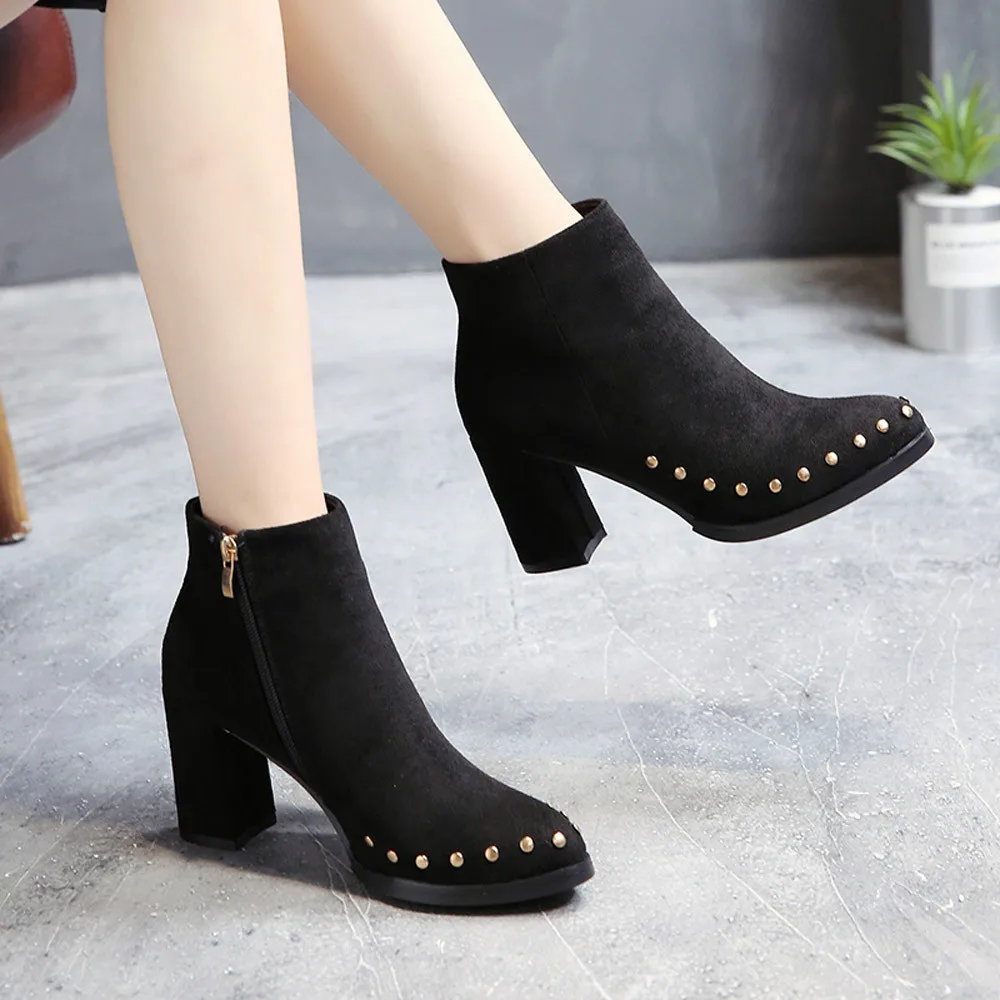 Женские ботинки с острым носком в стиле панк повседневные Винтажные из флока на