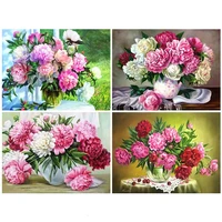 diy 5d diamond embroidery mosaic paintings colorful peony flowers pictures wall art rhinestone posters print home decoration
