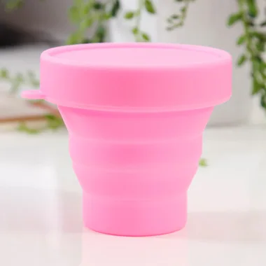 Розовый Менструальная стерилизационная чашка Складная силиконовая чашка Гибкая для очистки менструальная чашка перерабатываемая походная Складная стерилизатор чашка - Цвет: Розовый