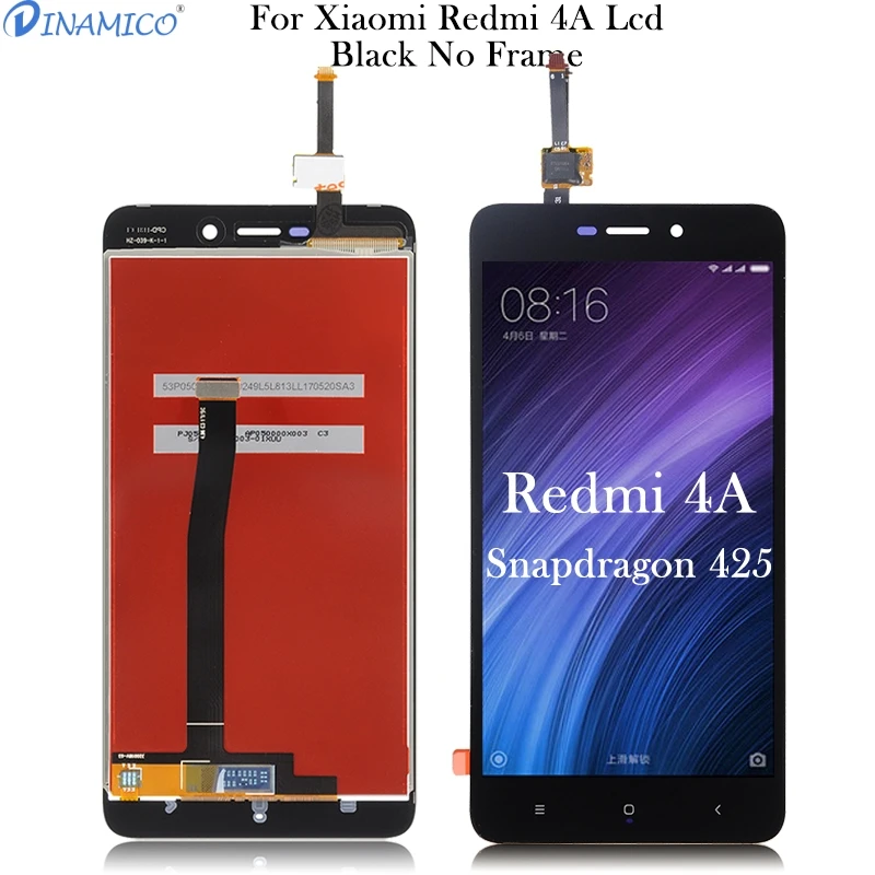 Dinamico, 1 шт., 5,0 дюйма, для Xiaomi Redmi 4A, ЖК-дисплей с сенсорной панелью, стеклянный экран, дигитайзер в сборе с рамкой - Цвет: Black No Frame