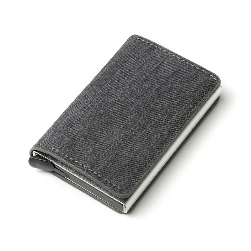 

Business ID Credit Card Holder Men and Women Metal RFID Vintage Aluminium Box PU Leather Card Wallet Note Carbon