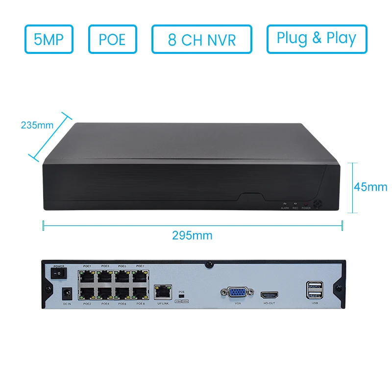 Хранитель H.265 8CH 5MP POE NVR безопасности ip-камера видеонаблюдения системы видеонаблюдения P2P ONVIF 2MP/5MP сетевой видеорегистратор