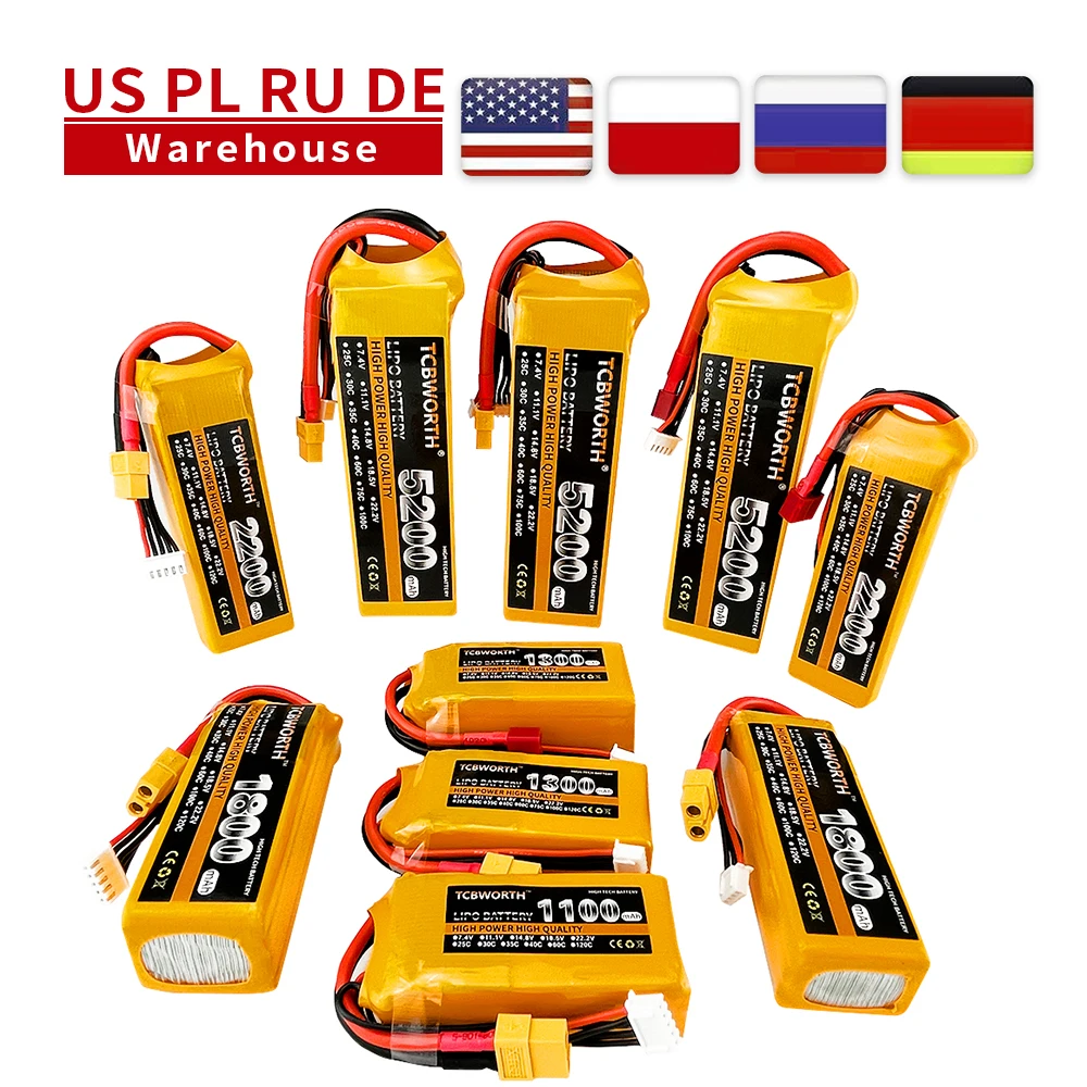 Аккумулятор LiPo Ру 4S 14 8 в 2200 2600 3000 3500 4000 5000 6000 мАч 25C 35C 60C для радиоуправляемых