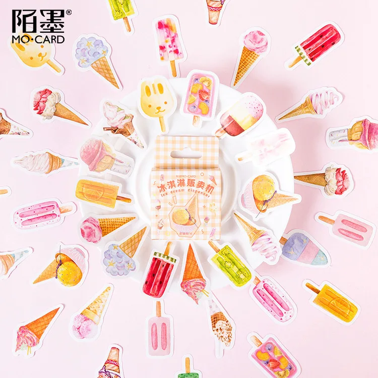 

46 шт./компл. наклейки в коробке, мороженое, сладкий дневник, украшения, канцелярские принадлежности, журнал, скрапбукинг, рукоделие, стандарт