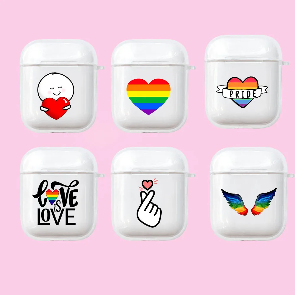 

luxury Heart Love Pride couple angel cute cartoon Earphone Case for Aipods 1 2 Soft silicone TPU Cover for Blutooth Airpods box