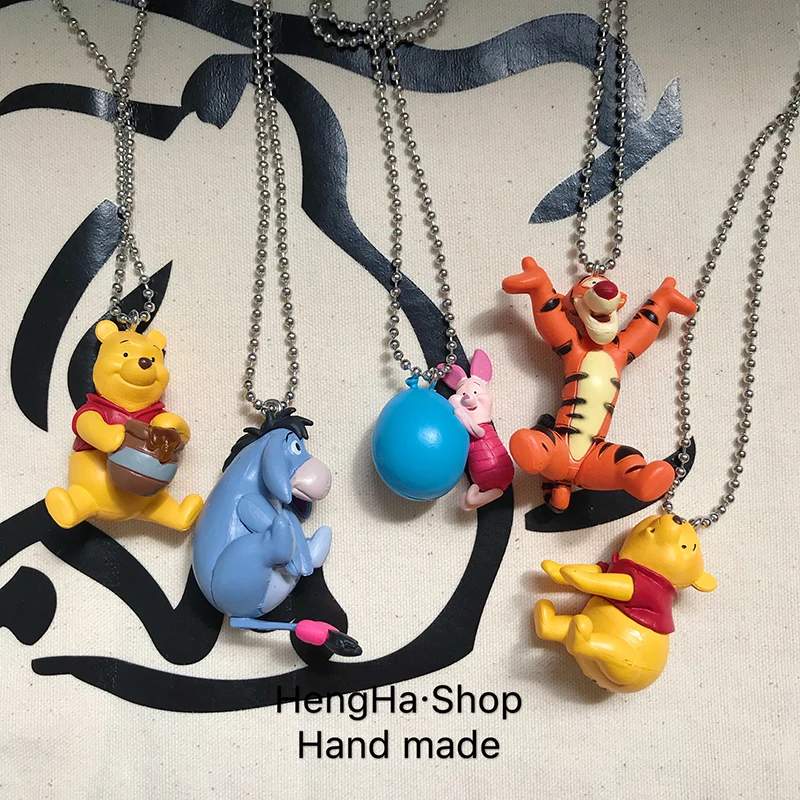 

Disney Anime Winnie The Pooh Kawai Doll Pendant Necklace Cartoon Character Tigger Eeyore Model Doll Pendant Children Toys Gifts