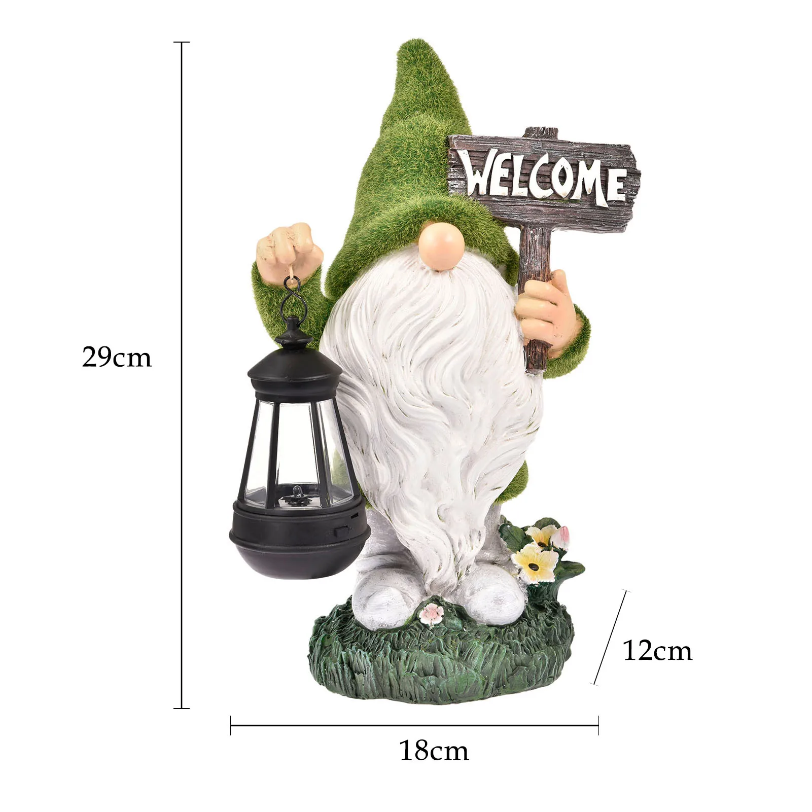 

Mini Resin Gnome Figure Sculpture With Solar Lantern Garden Figurine Dwarf Craft Garden Landscape Garden Statue Decoration Light