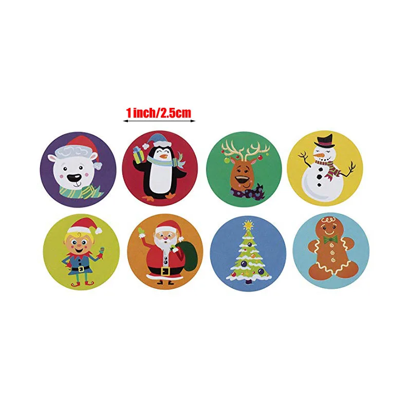 

500pcs christmas sticker 8 designs pattern cartoon sticker Baking Package Seal Labels kids toys christmas gift adhesive sticker