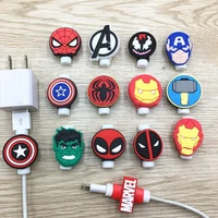 100pcslot silicone marvel usb protector cable case clip cover winder cord protector wire organizer for iphone android