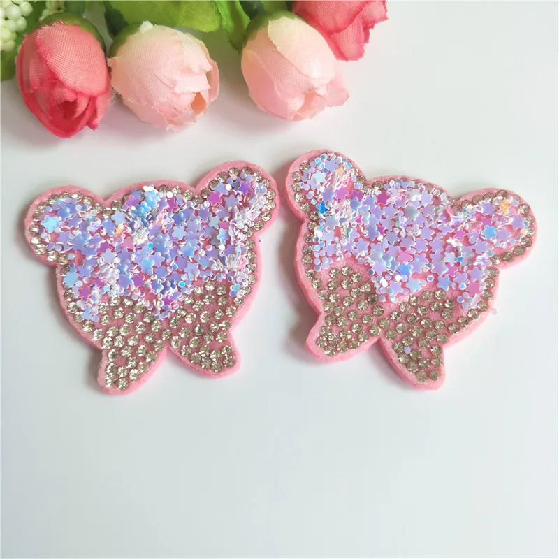 16 шт./лот 5*4 см блестки кошачья голова мягкие Аппликации для DIY аксессуары ремесло