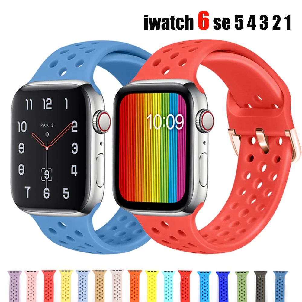 Ремешок силиконовый для Apple Watch band 44 мм 40 спортивный браслет iWatch 42 38 аксессуары apple