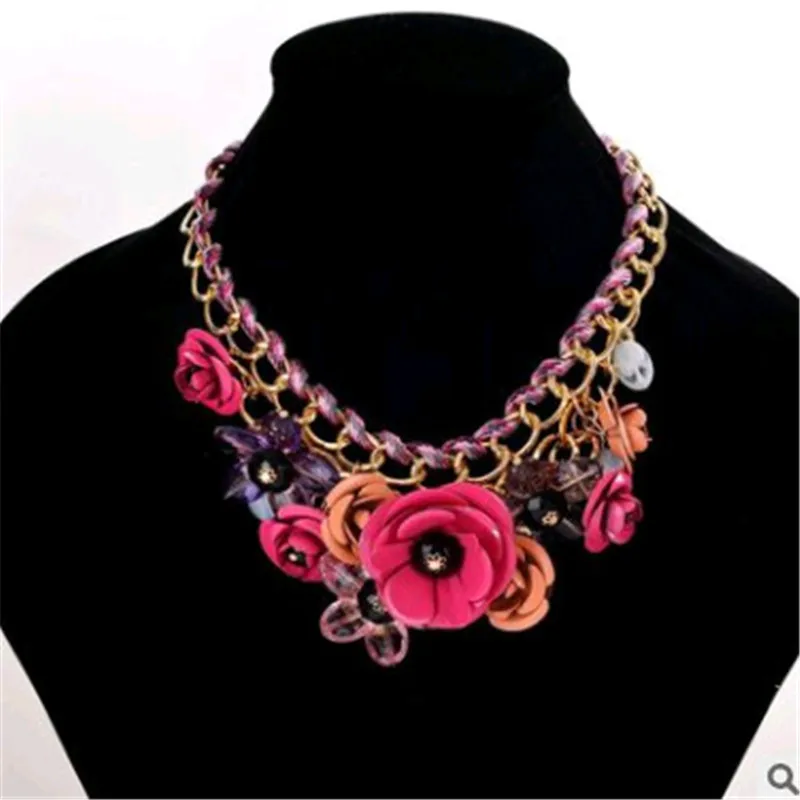 Модное ювелирное изделие богемное для отдыха с большим цветком плетеное