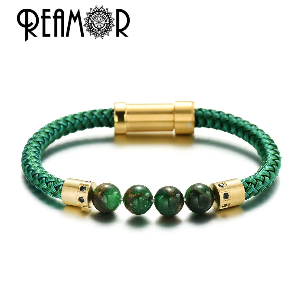 REAMOR Artistic Color Collision Detachable Freedom DIY Leather Bracelets Stainless Steel Wire Bracelet Follow Your Heart Jewelry