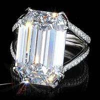 trendy luxury big 5 6ct white birthstone alloy ring square woman wedding engagement party gifts ring size 6 10