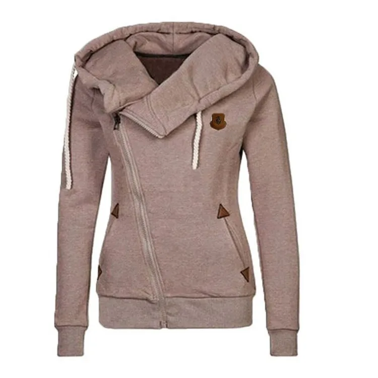 

Popular Solid Color Sports Cap Collar Winter Cotton Plus size Long sleeves Women's Hoodies
