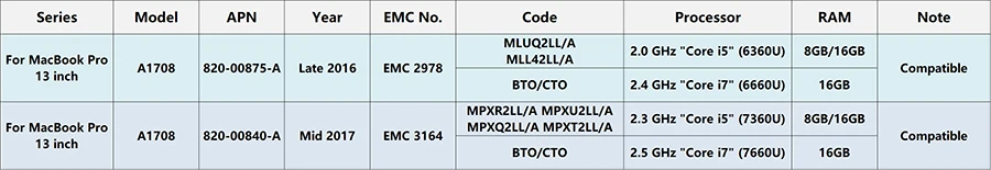 Протестированная оригинальная материнская плата i5 i7 8 Гб 16 A1708 для Macbook Pro 13 &quotA1708