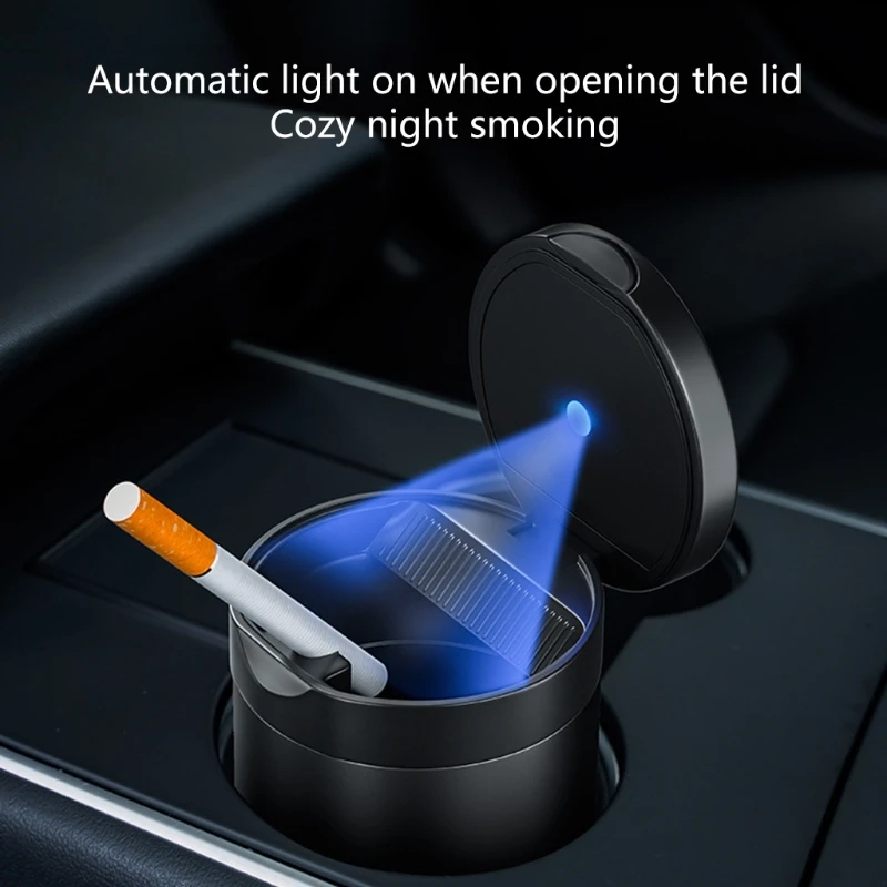 

LED Lighting Car Ashtray High Flame Retardant Auto Ashtray Fireproof Material Cigarette Storage Cup Holder Organizer