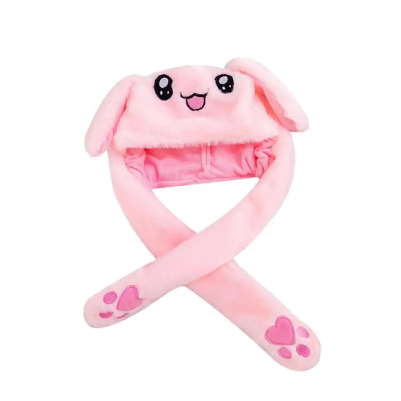 Not shining Pink Funny Hat Baby Kids Lighting Hat Cute Rabbit Ears Plush Ears Can Move Cap Children Shine Winter Warm Party Hat - Цвет: Not shining Pink
