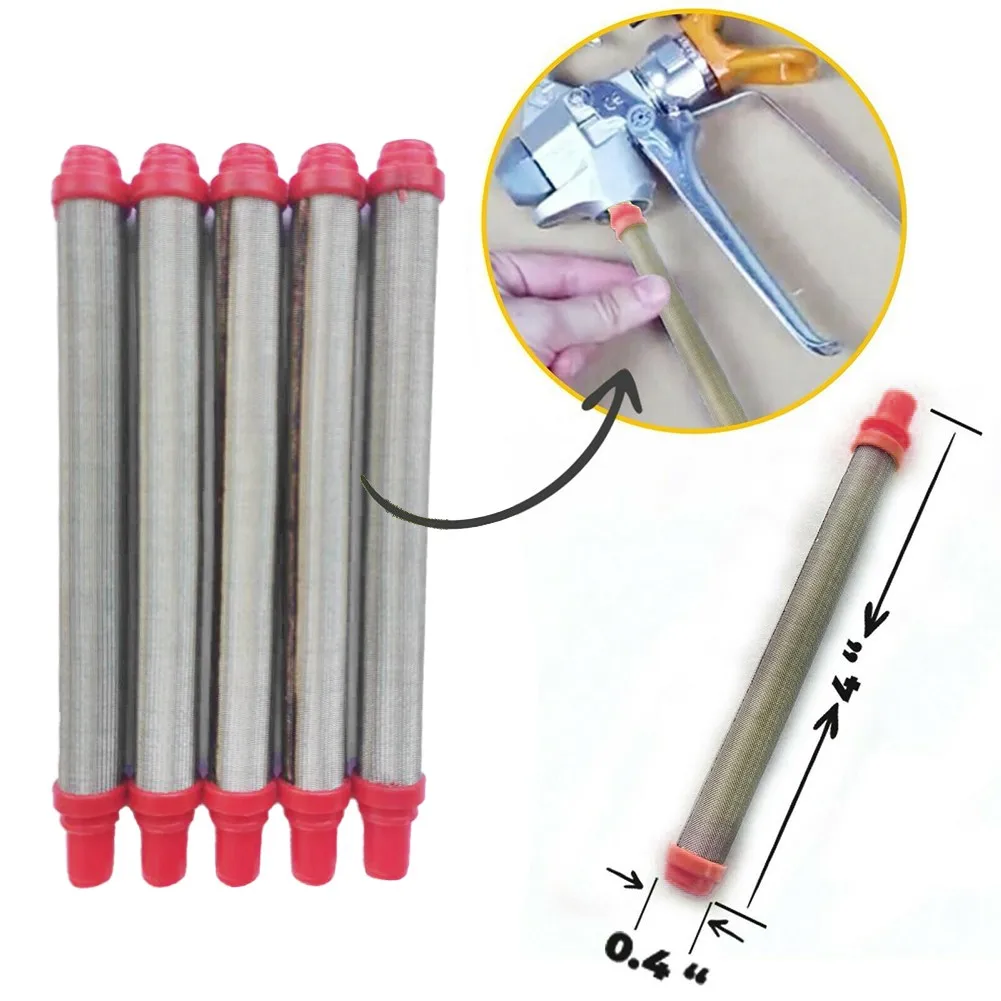 

5pcs 200 Mesh Airless Spray Tool RED Filter Insert 304 Stainless Steel Airless Spray Gun Filter Replacement