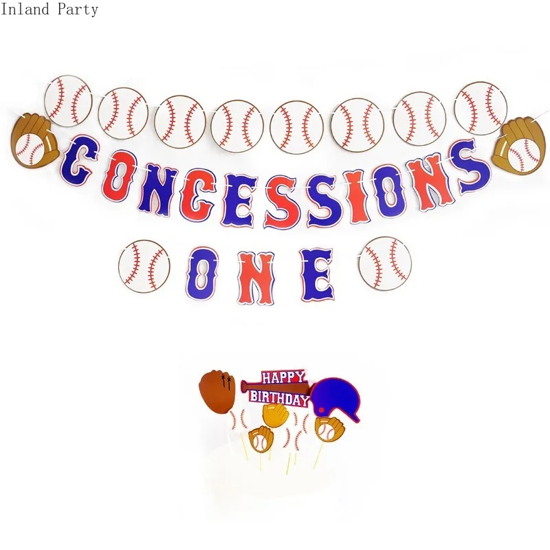 Бейсбольная Вечеринка латексные шары с днем рождения баннер бейсбольный