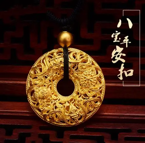 Лаосское позолоченное 3D золотое ожерелье ручной работы украшенное старым