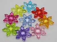 50 mixed colour transparent acrylic snowflake beads 28mm 2 hole connector