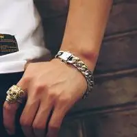 

925 Silver Tyrant Men's Bracelet Fashion Personality Curb Chain Widened Bold Bracelet Men's Jewelry