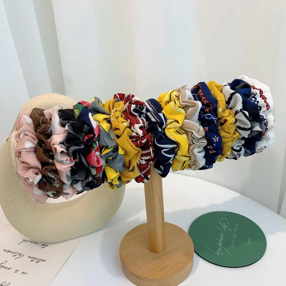 

Girls Women Colorful Hair Ring Hair Ties Scrunchie Ponytail Elastic Hairband Solid Organza Wave Point Accessories Headband