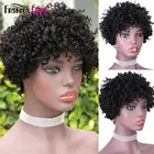 Парики женские из натуральных волос, модные короткие кудрявые афро-волосы черного цвета, Sansy