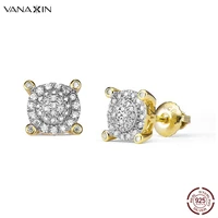 vanaxin 925 silver stud earrings for women compact design crystal cz zircon earring statement party fine jewelry