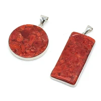 new natural stone round pendant charms red stripe agates stone pendant for women making diy jewerly necklace gift 45x45mm
