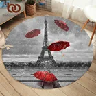 Красный зонт BeddingOutlet, ковры для спальни, Франция, Париж, башня, круглый коврик для гостиной, Англия, Лондон, мост, напольный коврик