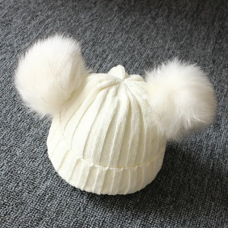 2019 Autumn New Newborn Baby Kids Girls Boys Winter Warm Knit Hat Furry Balls Pompom Solid Cute Lovely Beanie Cap Gifts | Детская одежда